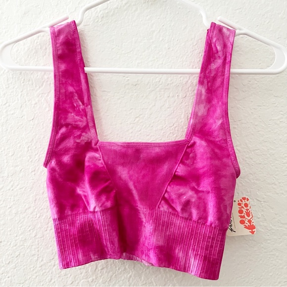 (NWT) Free People | Movement Pink Vivacious Violet Tie Dye Sports Bra - Picture 2 of 6